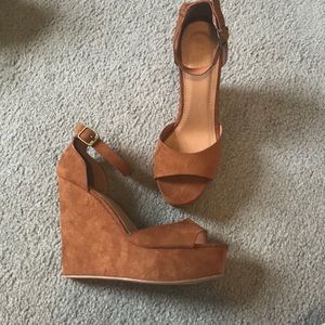 Light Brown Suede Wedges